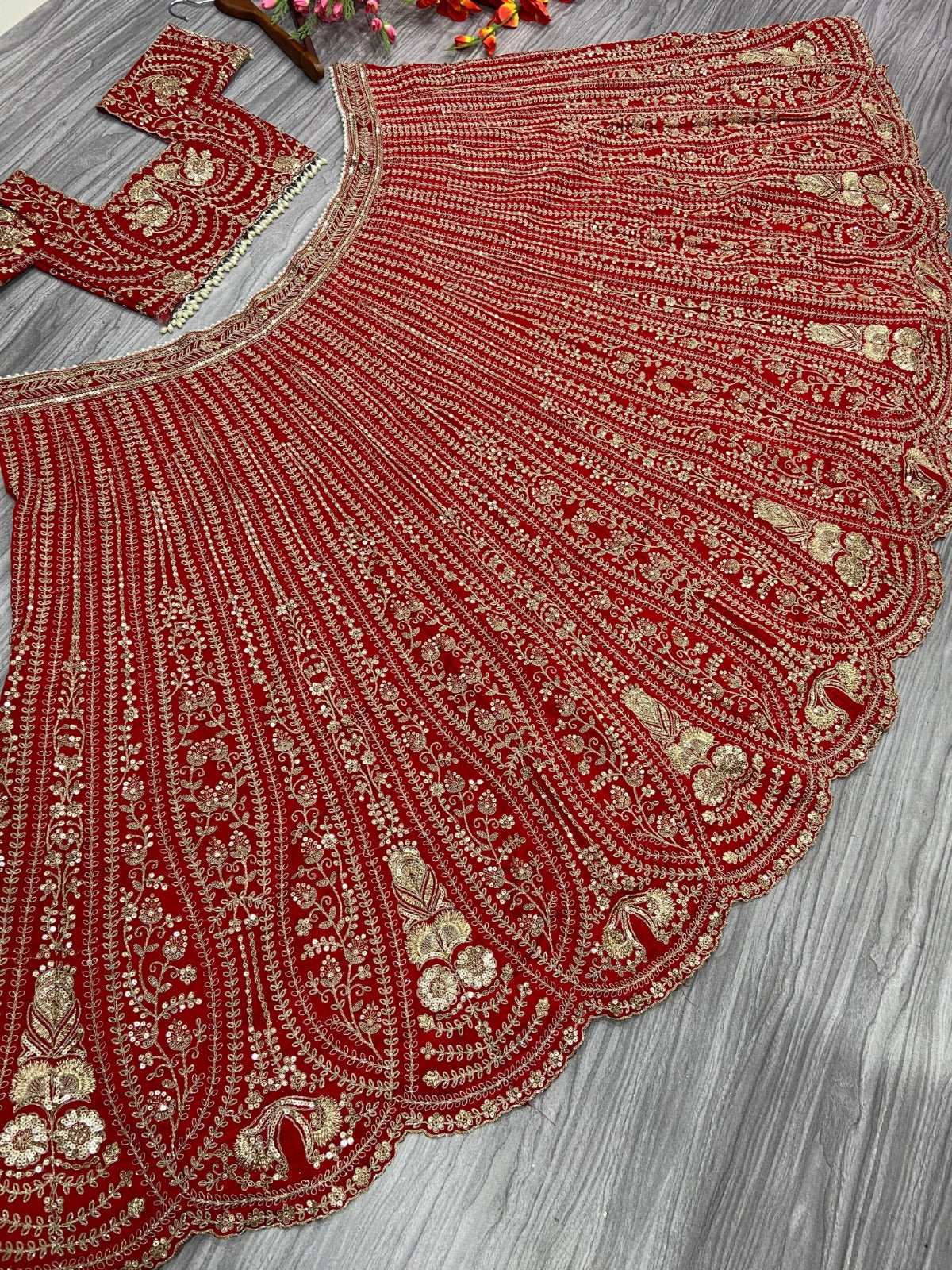 HOS HC-1010 Designer Lehenga – Boomer Silk with Thread, Coding & Sequins Work (3.5 Mtr Flair) - House Of ShiVisha