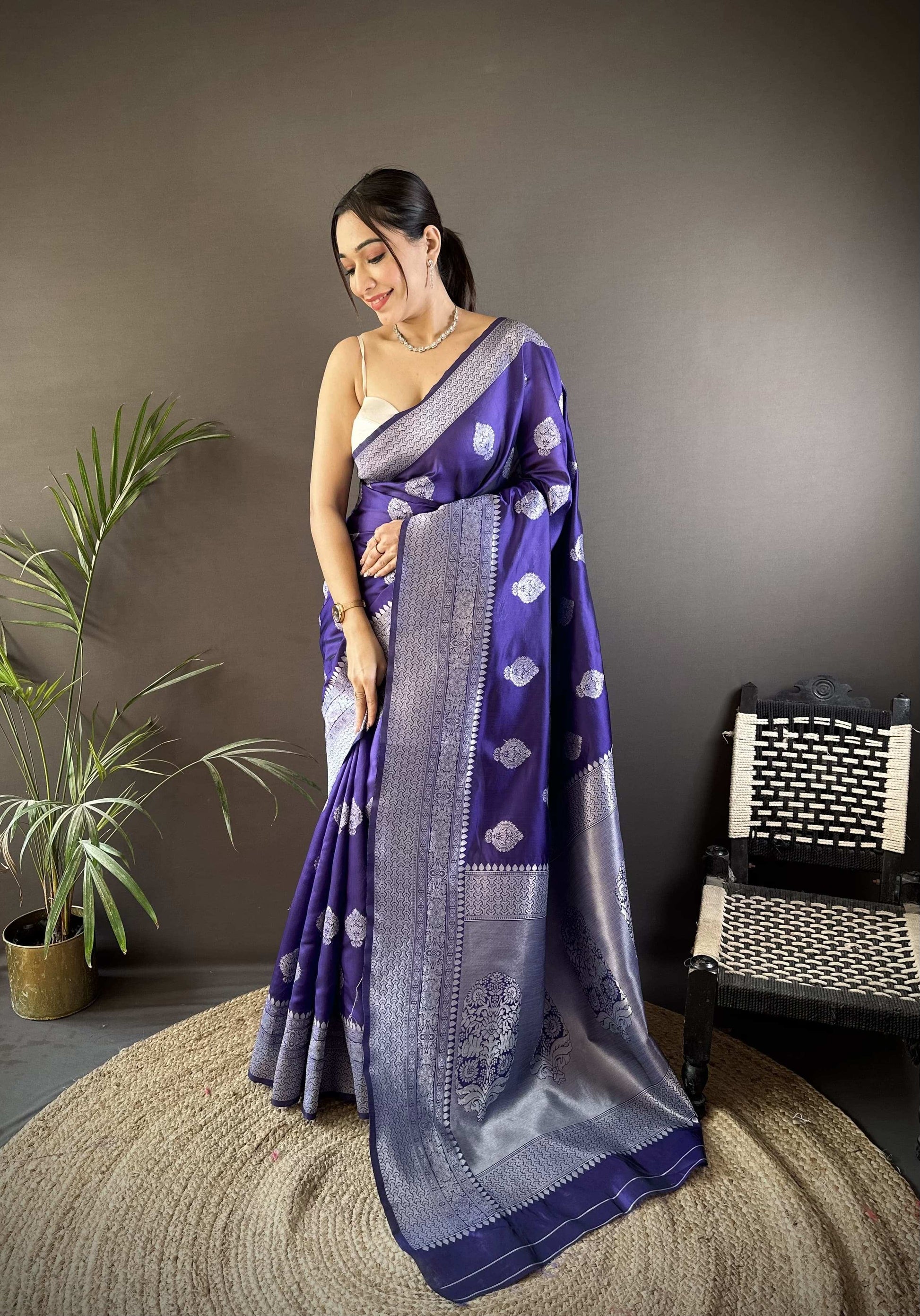 HOS Khwaish Catalogue – Soft Banarasi Silk Saree with Silver Jari Weaving & Rich Pallu - House Of ShiVisha