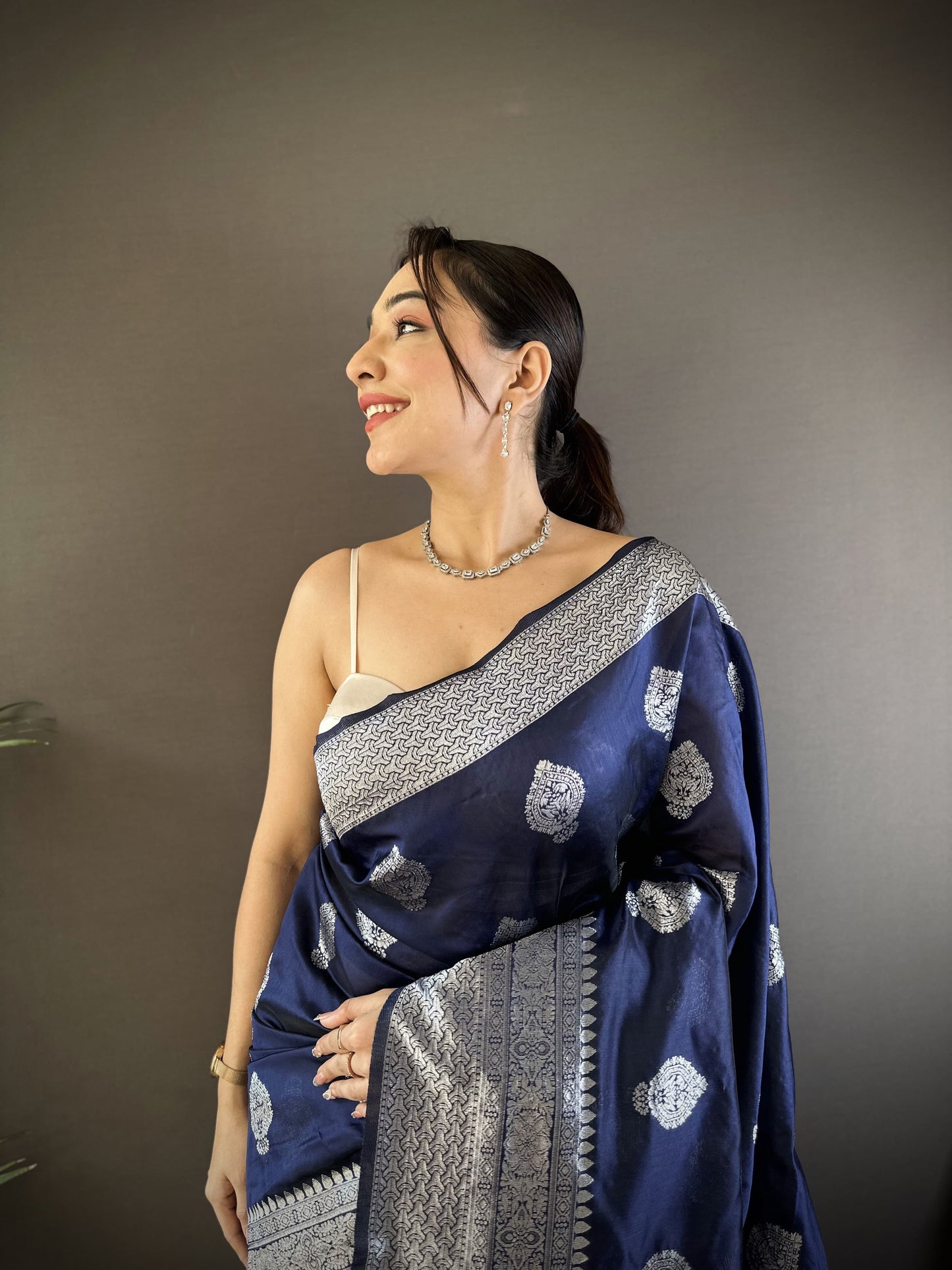 HOS Khwaish Catalogue – Soft Banarasi Silk Saree with Silver Jari Weaving & Rich Pallu