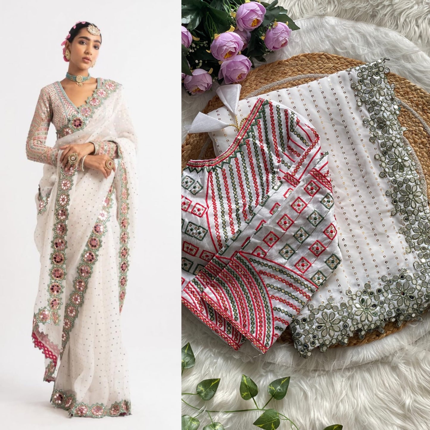 HOS DF 3453 Bollywood Blockbuster Saree – Faux Georgette with Original Mirror & Sequins Work
