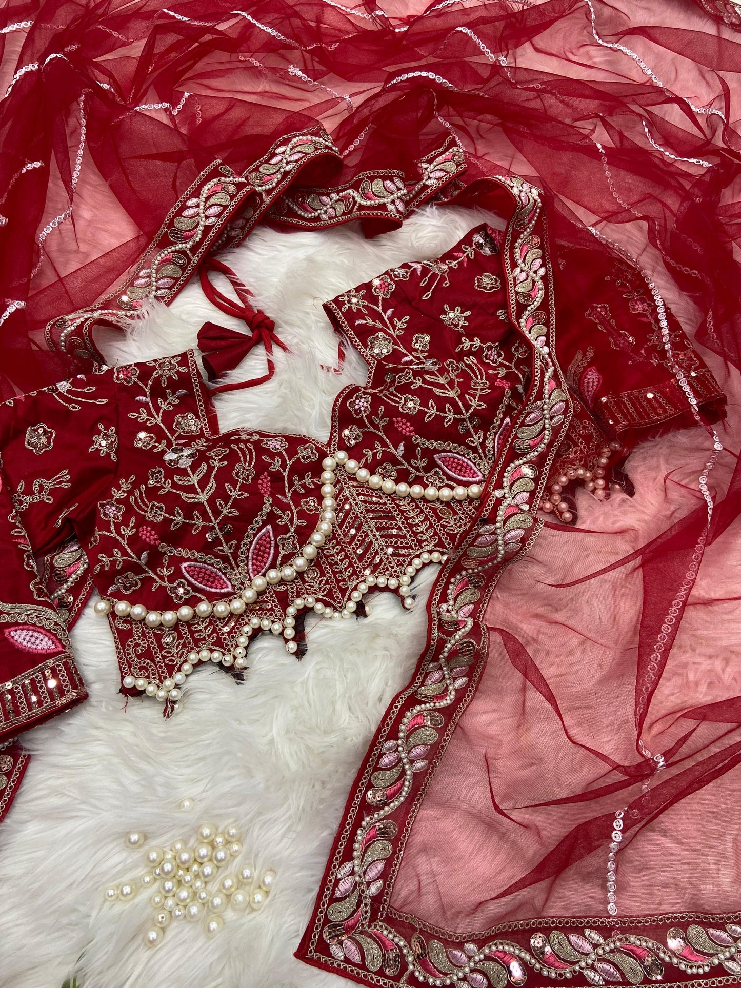 HOS ASN-60 Designer Net Saree – Embroidery, Dori, Sequins & Hand Diamond Work Border