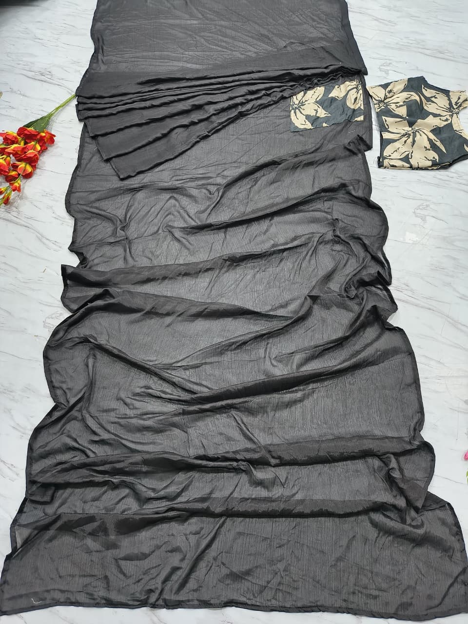 HOS HC-1089 Chinon Silk Ready-to-Wear Saree with Pocket - House Of ShiVisha