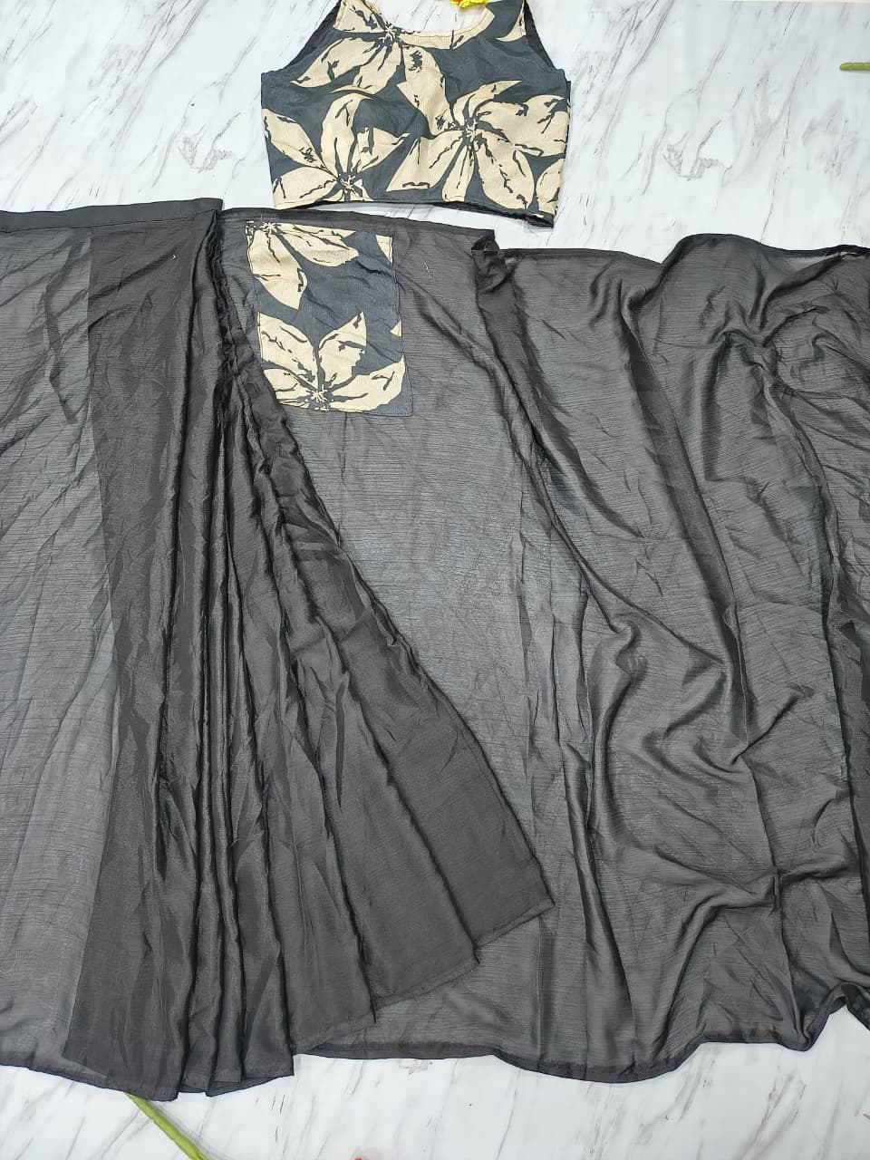 HOS HC-1089 Chinon Silk Ready-to-Wear Saree with Pocket - House Of ShiVisha