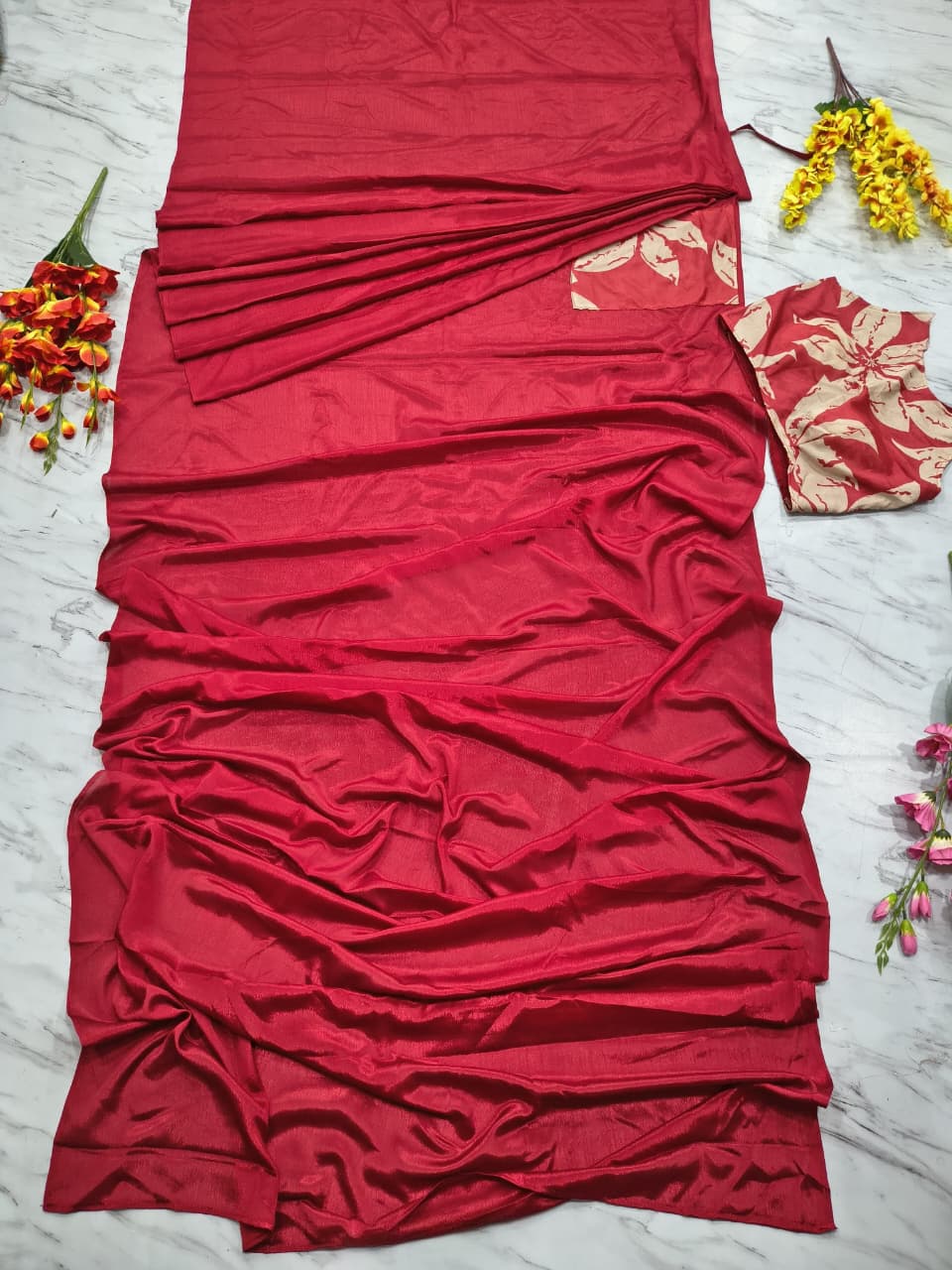 HOS HC-1089 Chinon Silk Ready-to-Wear Saree with Pocket - House Of ShiVisha