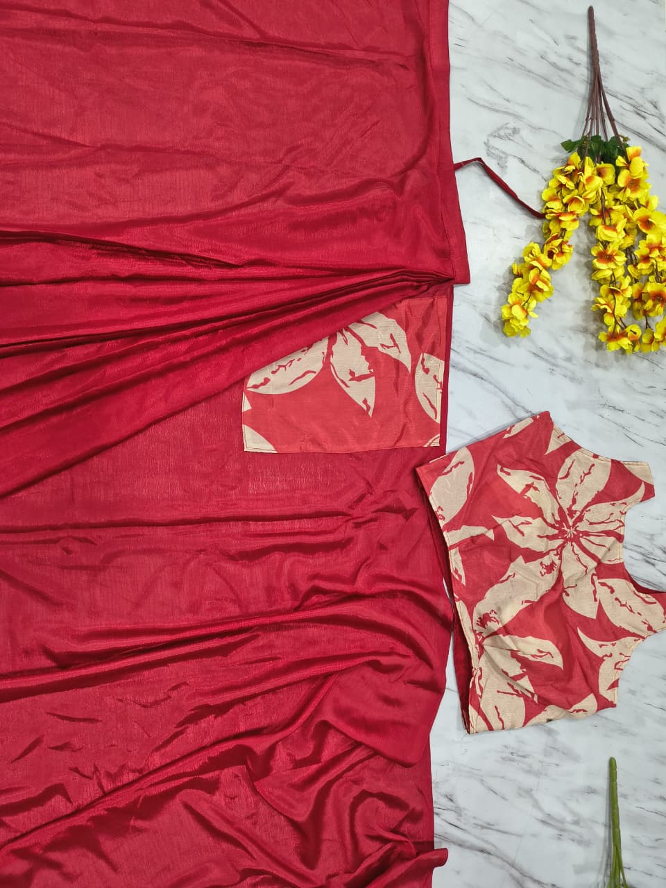 HOS HC-1089 Chinon Silk Ready-to-Wear Saree with Pocket - House Of ShiVisha