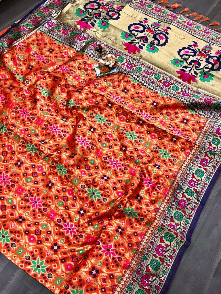 HOS Kundan Banarasi Patola Saree with Rich Pallu - House Of ShiVisha