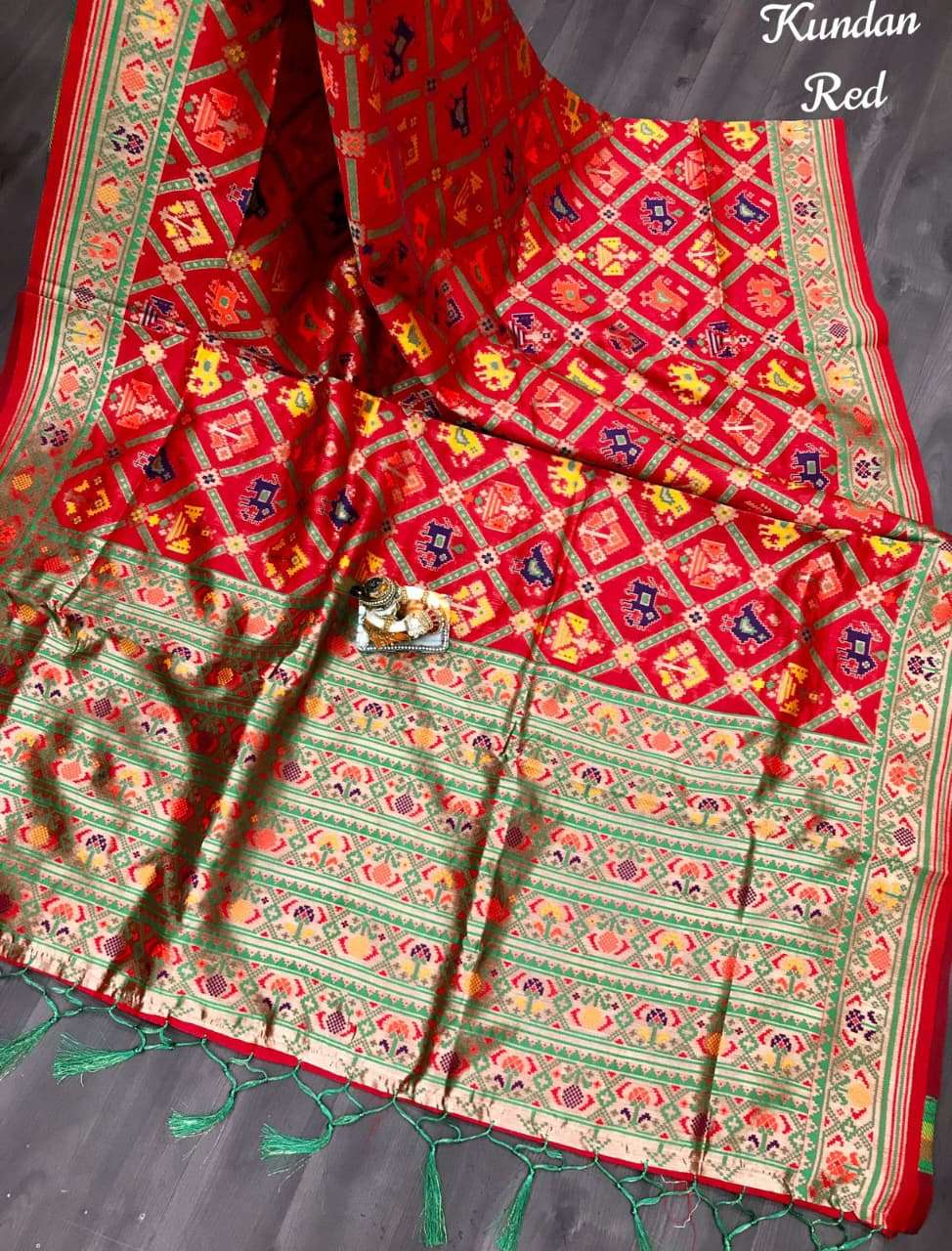 HOS Kundan Banarasi Patola Saree with Rich Pallu - House Of ShiVisha