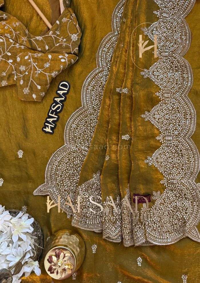 HOS KK-AHANA-2 Chiffon Silk Saree with Zari & Sequins Work - House Of ShiVisha