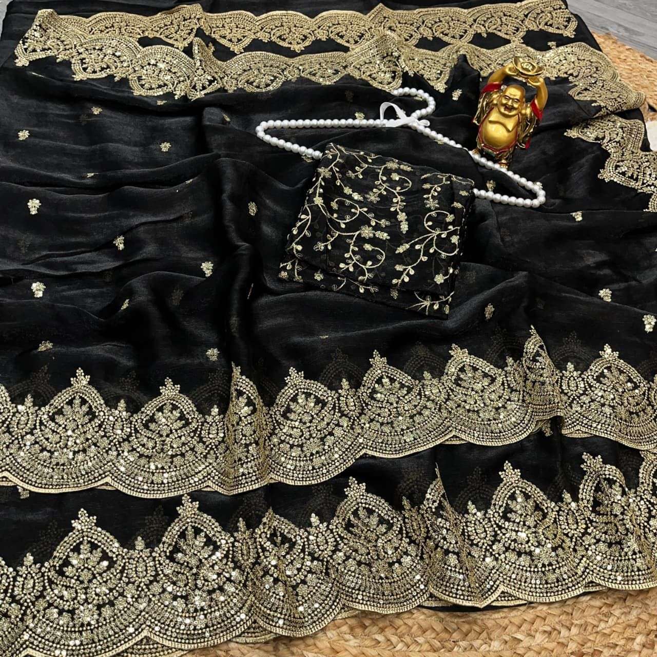 HOS KK-AHANA-2 Chiffon Silk Saree with Zari & Sequins Work - House Of ShiVisha