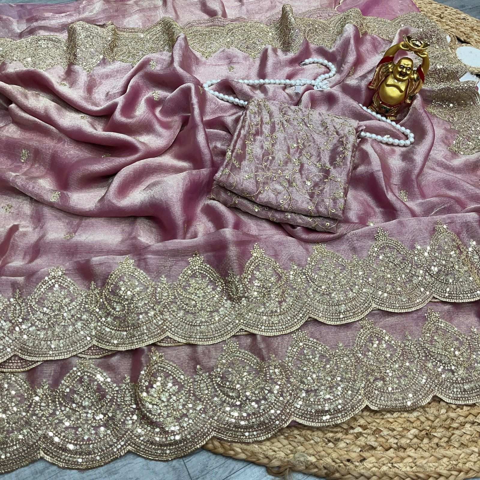 HOS KK-AHANA-2 Chiffon Silk Saree with Zari & Sequins Work - House Of ShiVisha