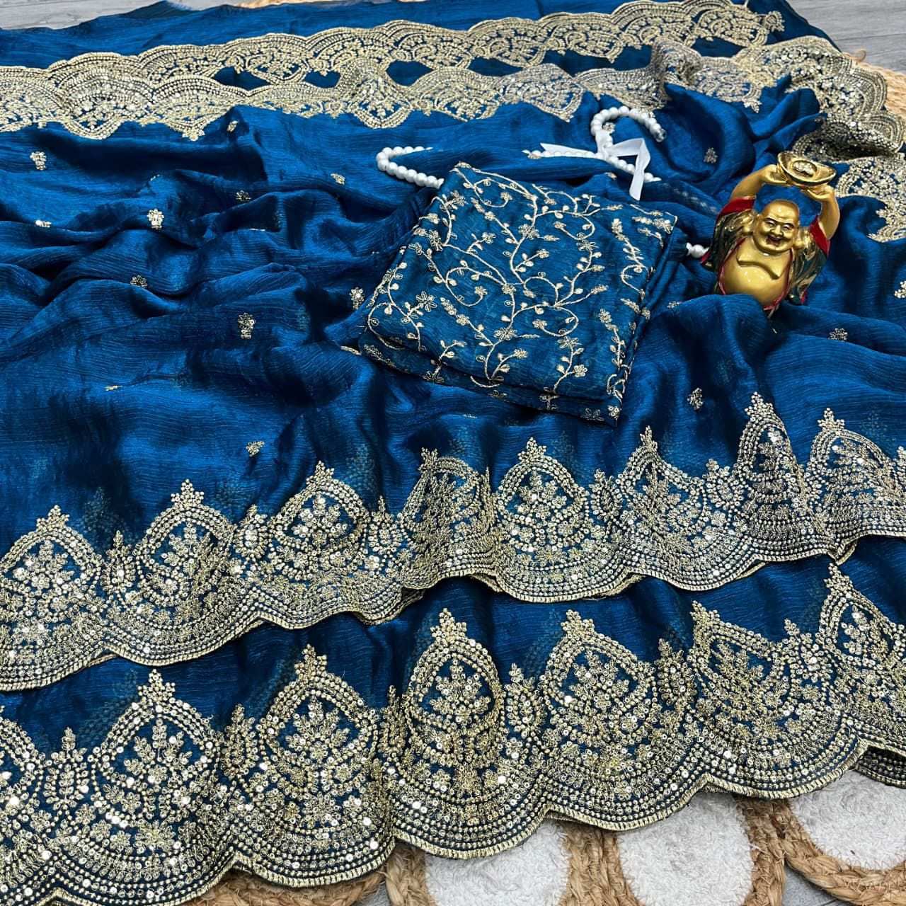 HOS KK-AHANA-2 Chiffon Silk Saree with Zari & Sequins Work - House Of ShiVisha