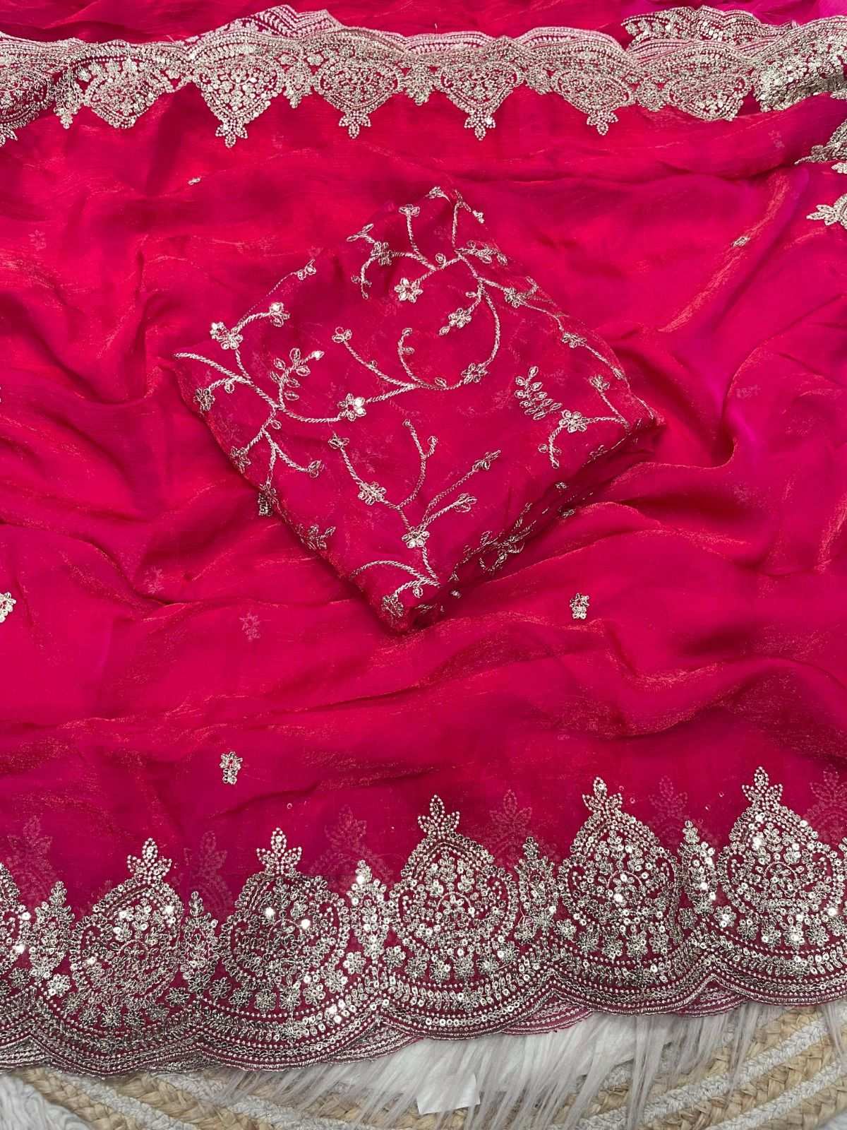 HOS KK-AHANA-2 Chiffon Silk Saree with Zari & Sequins Work - House Of ShiVisha