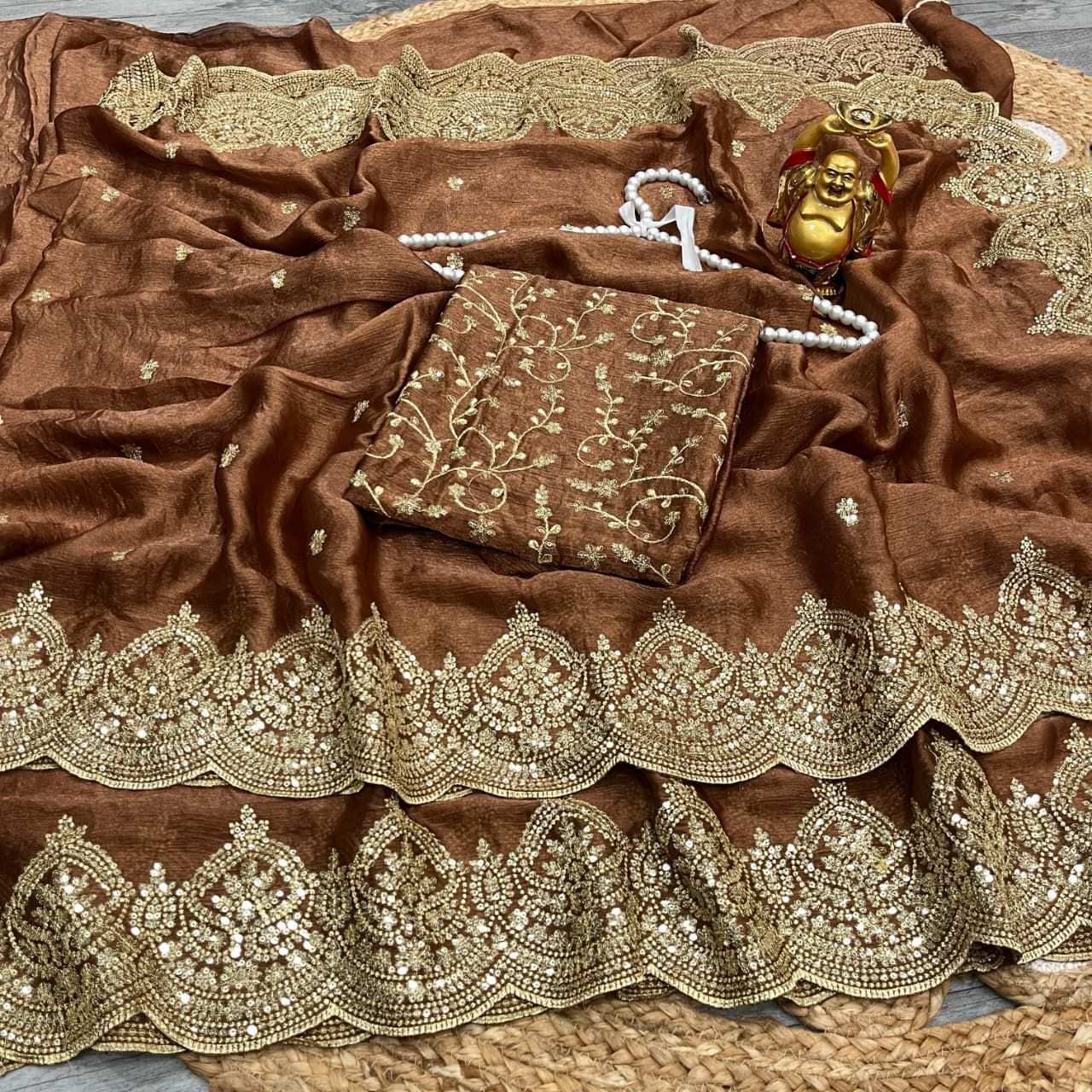 HOS KK-AHANA-2 Chiffon Silk Saree with Zari & Sequins Work - House Of ShiVisha