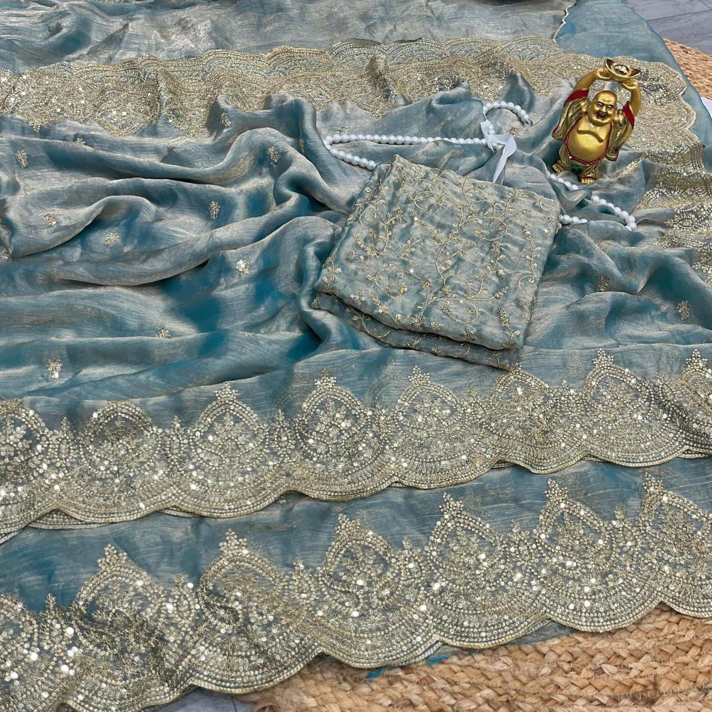 HOS KK-AHANA-2 Chiffon Silk Saree with Zari & Sequins Work - House Of ShiVisha