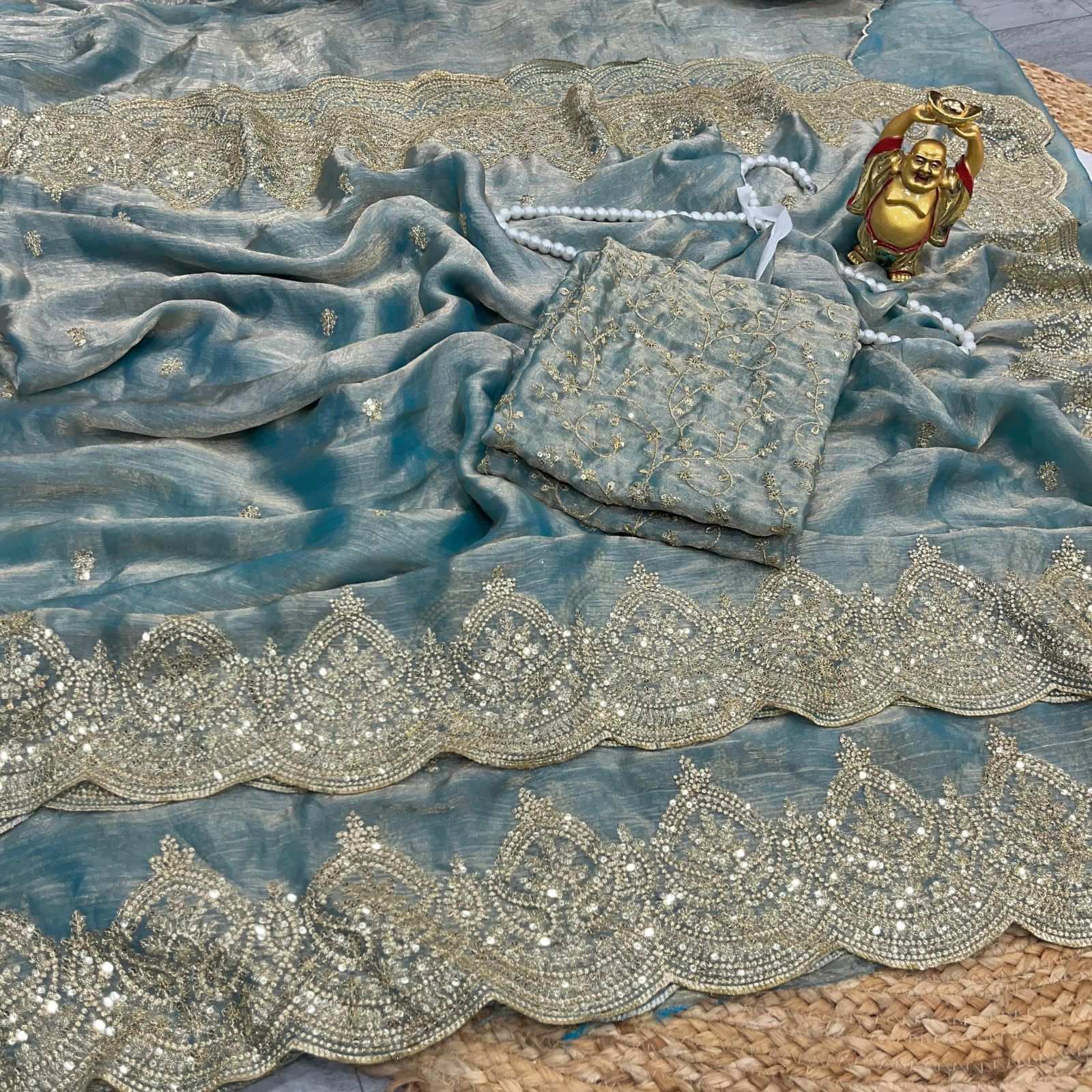 HOS KK-AHANA-2 Chiffon Silk Saree with Zari & Sequins Work - House Of ShiVisha