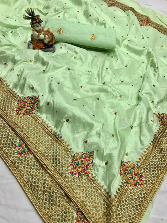HOS Mushroom Pure Silk Saree with Kashmiri Embroidery