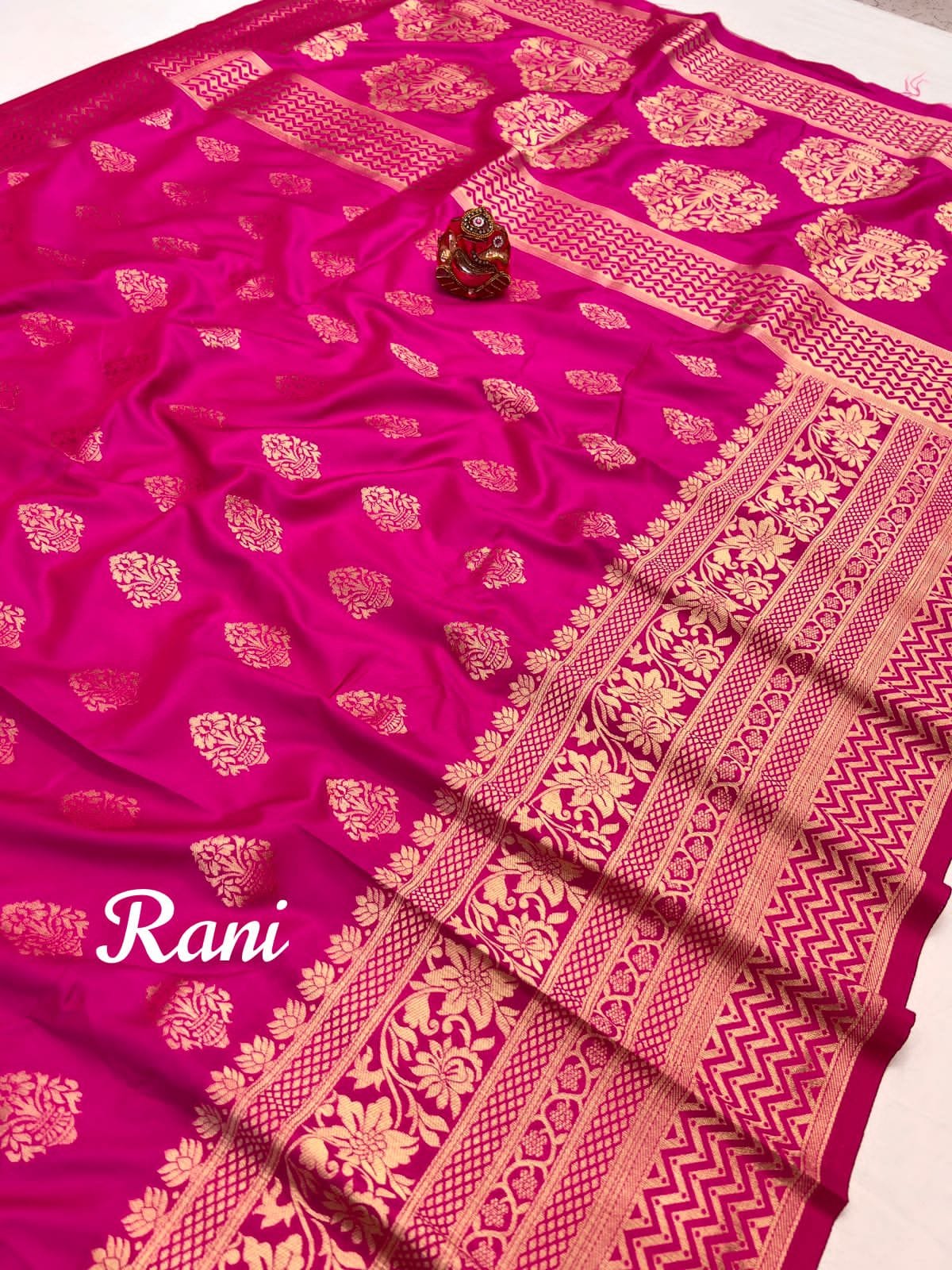 HOS Ranjan Soft Silk Saree with Gold Jari Weaving