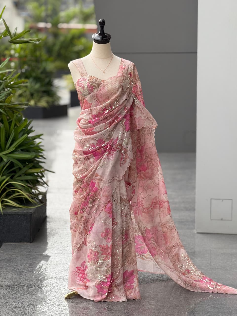 HOS SCnx 1177 Jimmy Organza Saree with Sequins Work