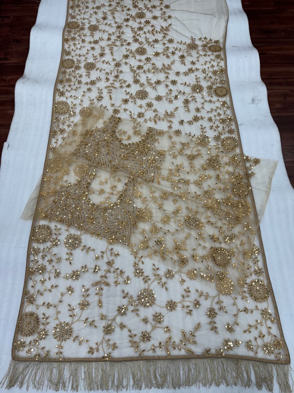 HOS DF 3434 Net Sequins Saree with Heavy Embroidery - House Of ShiVisha