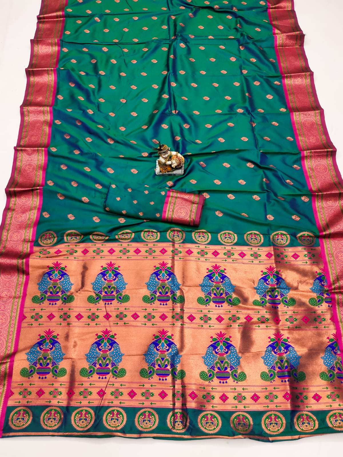 HOS Ruhi Paithani Banarasi Silk Saree with Peacock Pallu - House Of ShiVisha