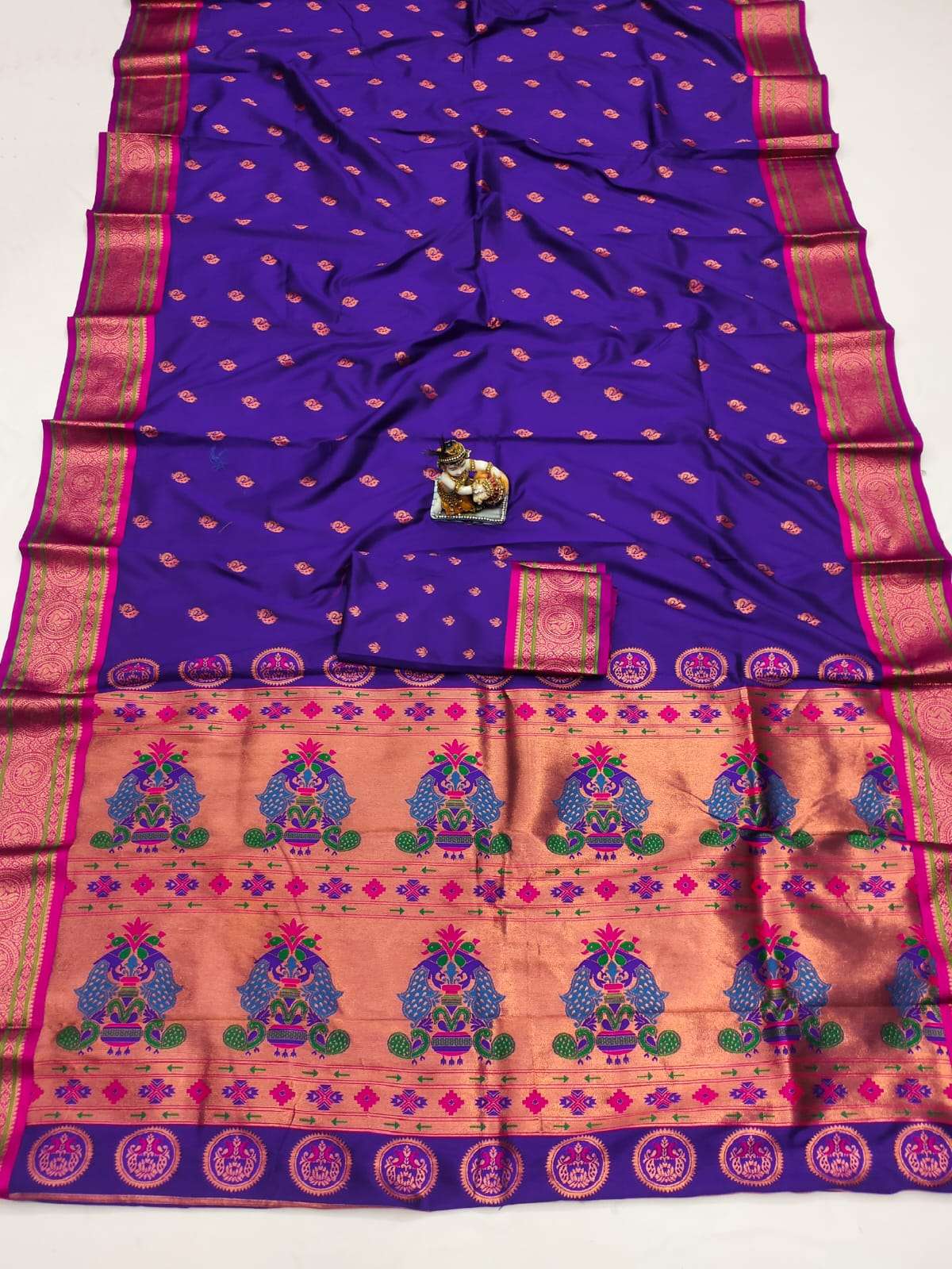 HOS Ruhi Paithani Banarasi Silk Saree with Peacock Pallu - House Of ShiVisha