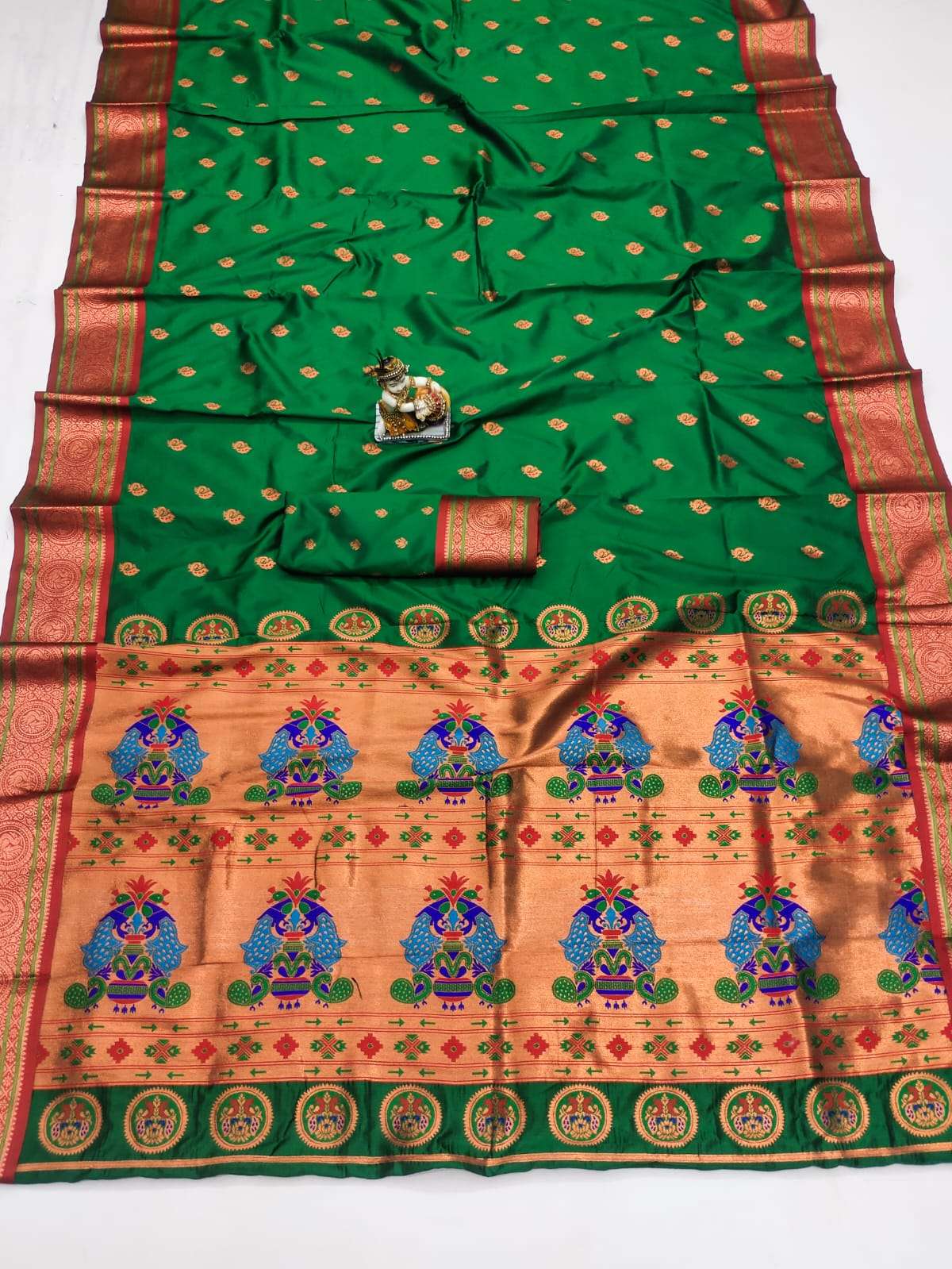 HOS Ruhi Paithani Banarasi Silk Saree with Peacock Pallu - House Of ShiVisha