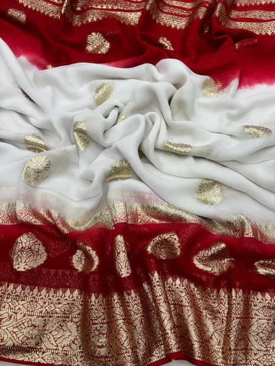 HOS ANU_2D Viscose Georgette Saree with Contrast Blouse - House Of ShiVisha