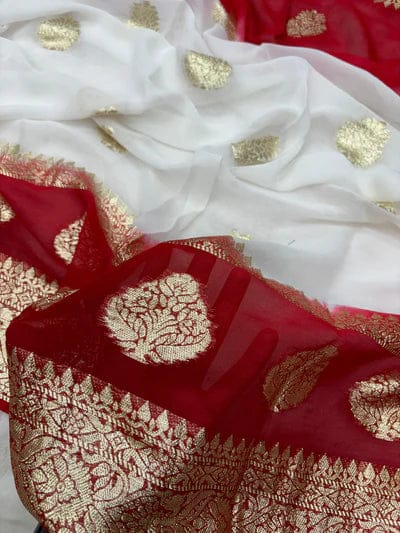 HOS ANU_2D Viscose Georgette Saree with Contrast Blouse - House Of ShiVisha