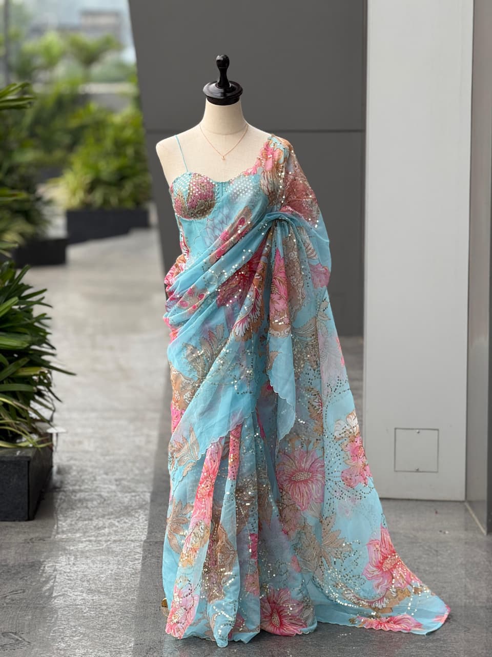 HOS SCnx 1178 Jimmy Organza Saree with Sequins Work - House Of ShiVisha