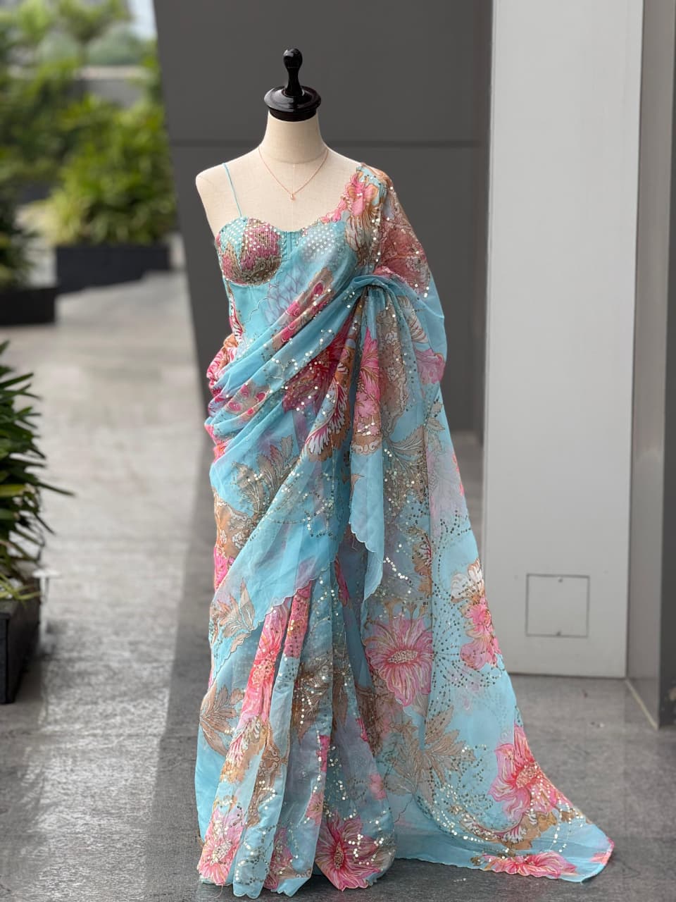 HOS SCnx 1178 Jimmy Organza Saree with Sequins Work - House Of ShiVisha