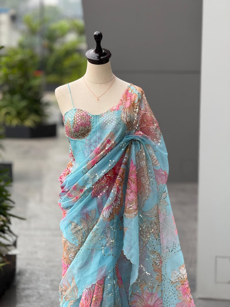 HOS SCnx 1178 Jimmy Organza Saree with Sequins Work - House Of ShiVisha