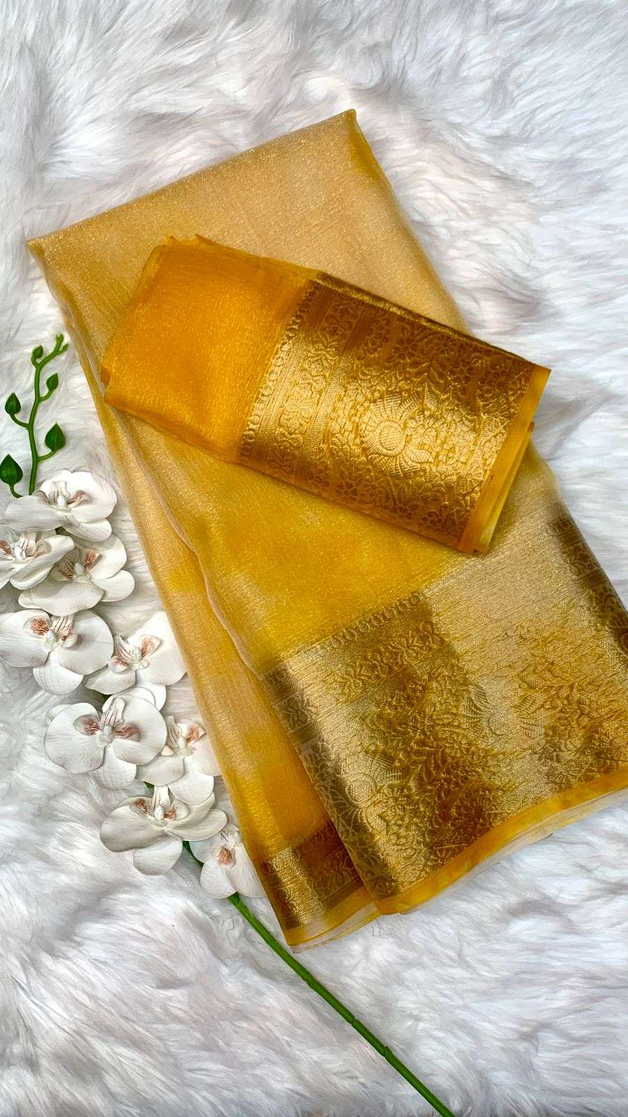 HOS Organza Saree with Shibori Hand Print & Matching Blouse - House Of ShiVisha