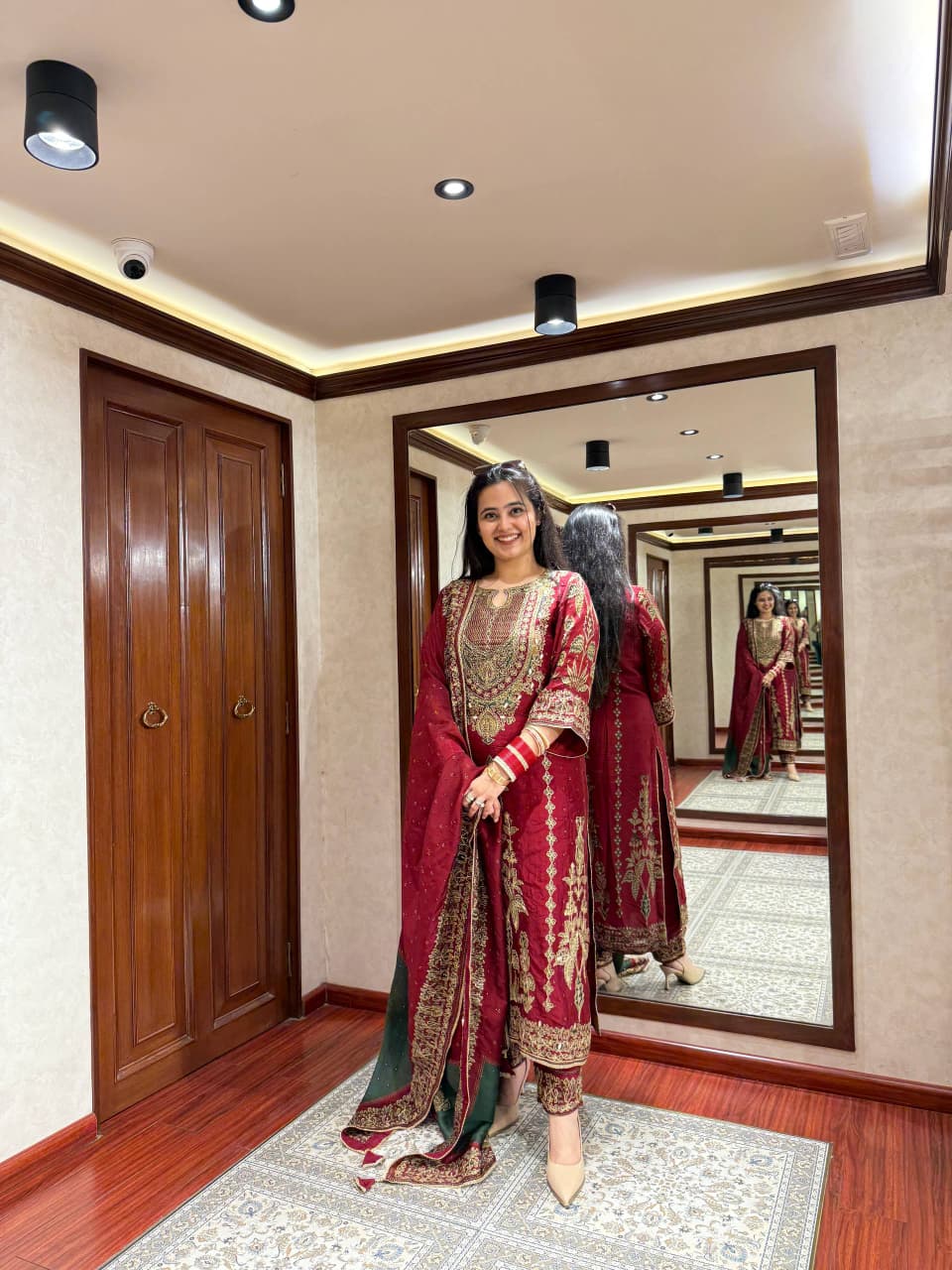 HOS Russian Silk Kurti Set with Aari & Hand Work - House Of ShiVisha