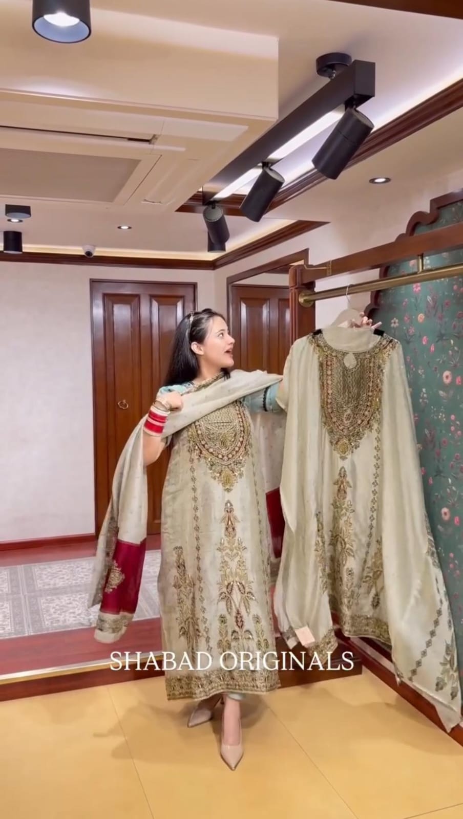 HOS Russian Silk Kurti Set with Aari & Hand Work - House Of ShiVisha