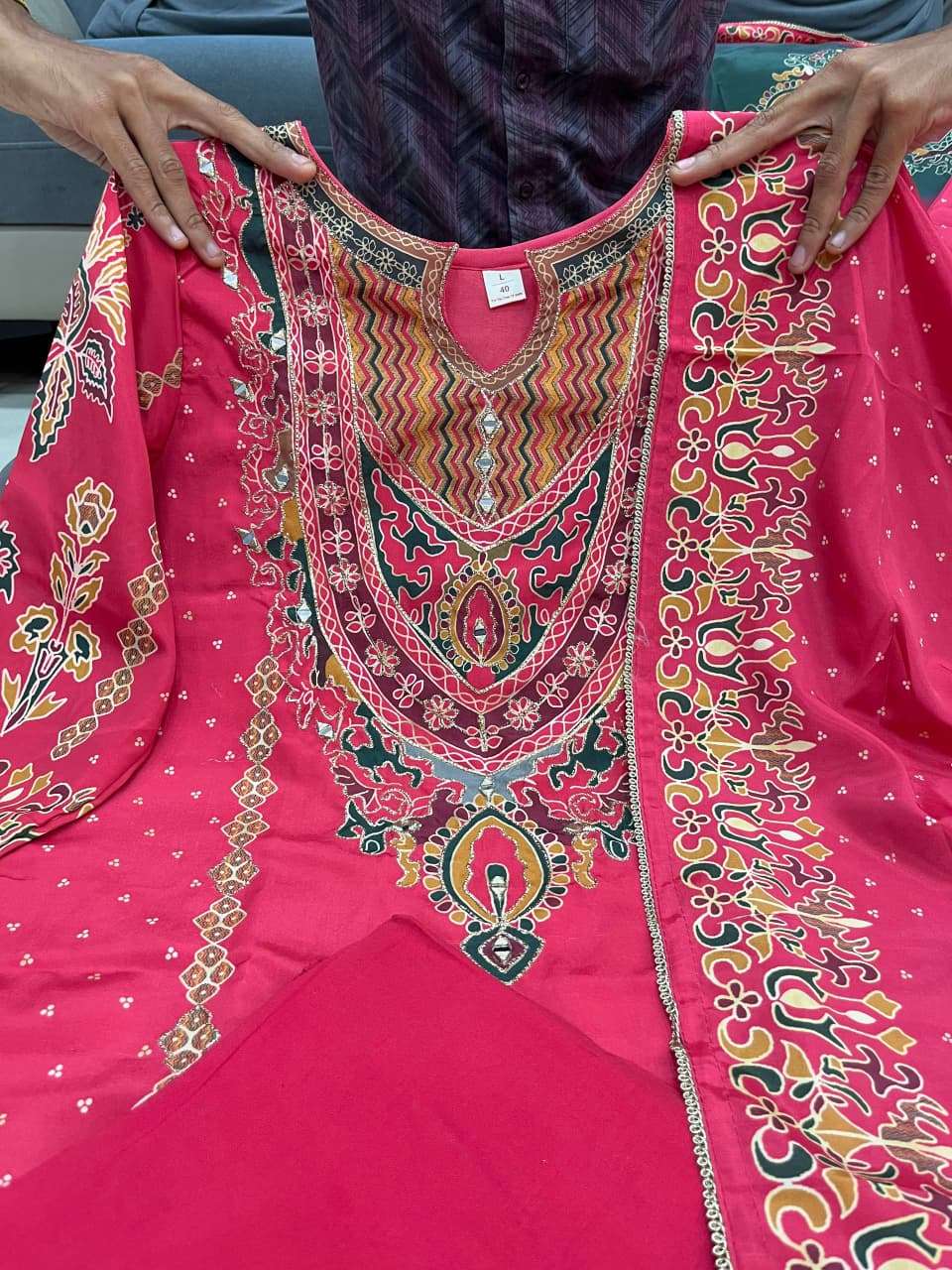 HOS Russian Silk Kurti Set with Aari & Hand Work - House Of ShiVisha