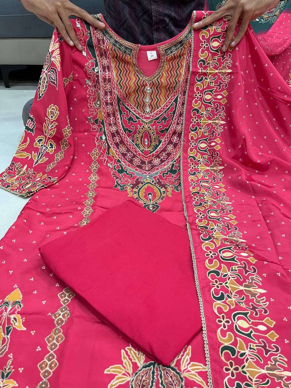 HOS Russian Silk Kurti Set with Aari & Hand Work - House Of ShiVisha