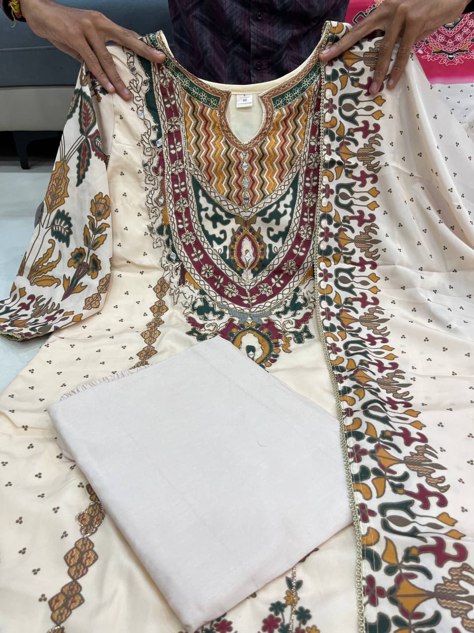 HOS Russian Silk Kurti Set with Aari & Hand Work - House Of ShiVisha