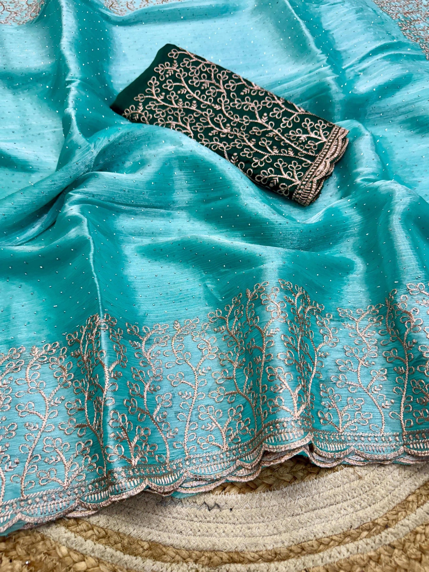 HOS Game Change 2 Burberry Chiffon Saree with Embroidery - House Of ShiVisha