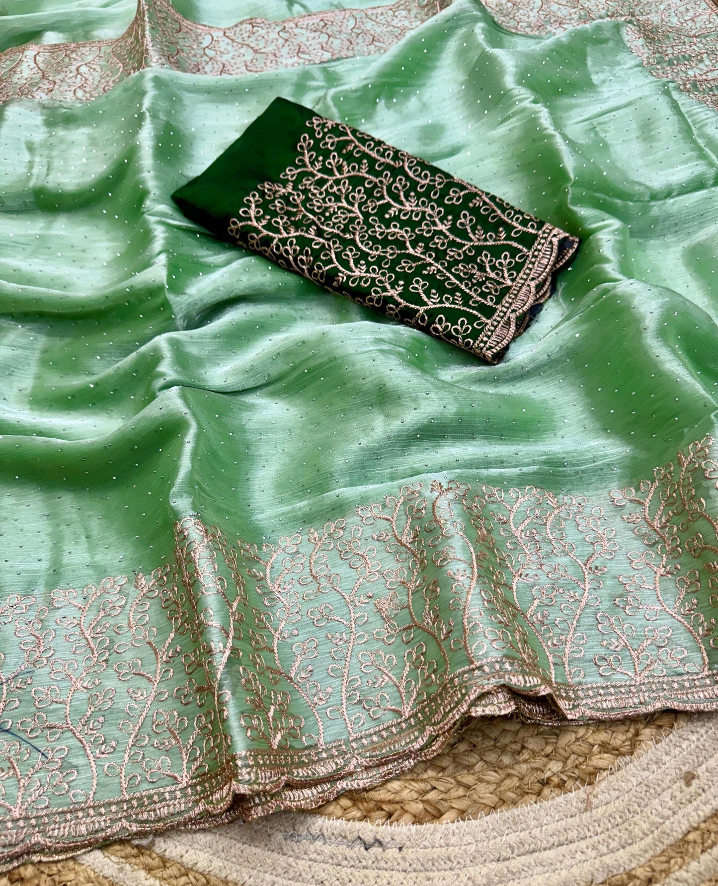 HOS Game Change 2 Burberry Chiffon Saree with Embroidery - House Of ShiVisha