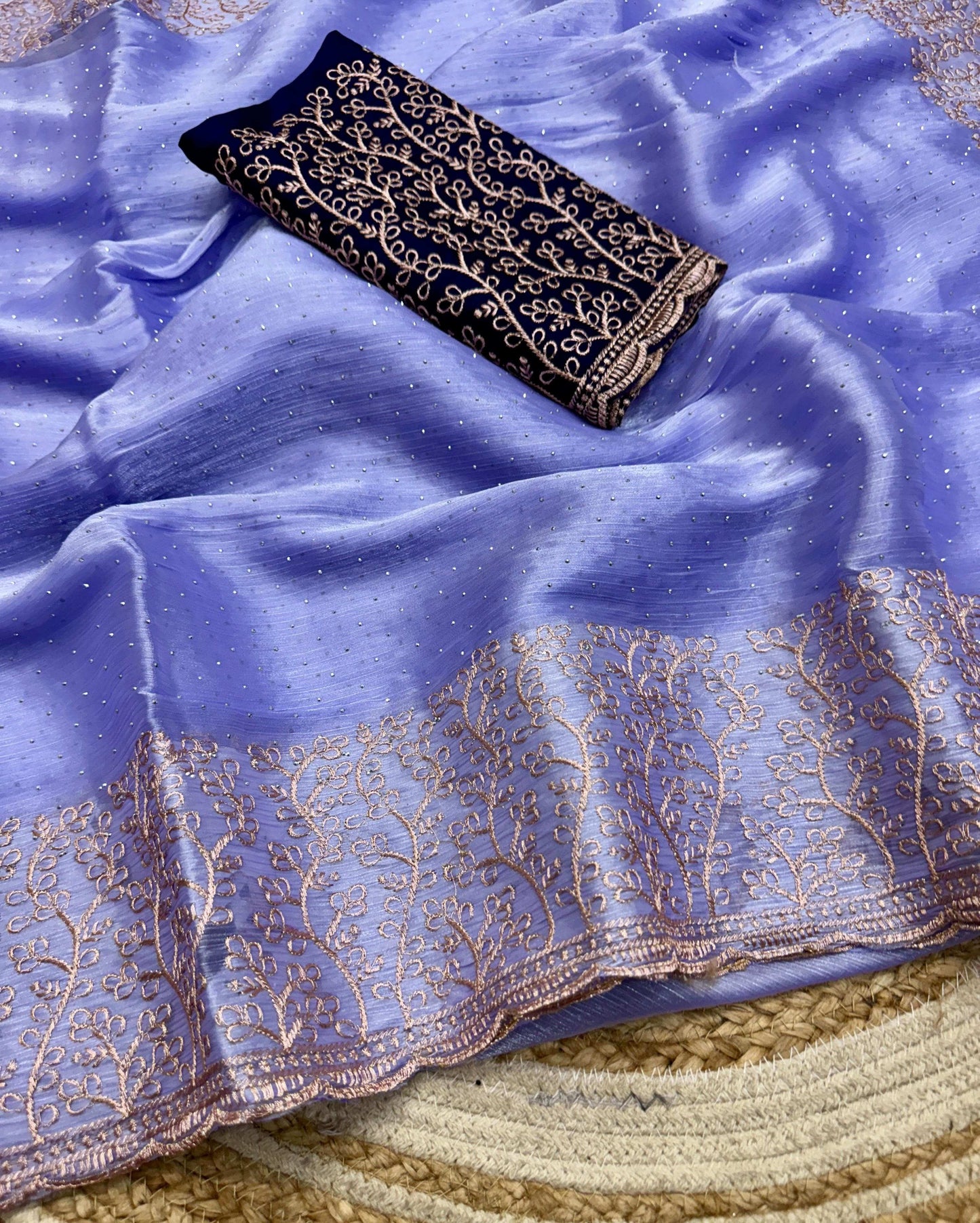 HOS Game Change 2 Burberry Chiffon Saree with Embroidery - House Of ShiVisha