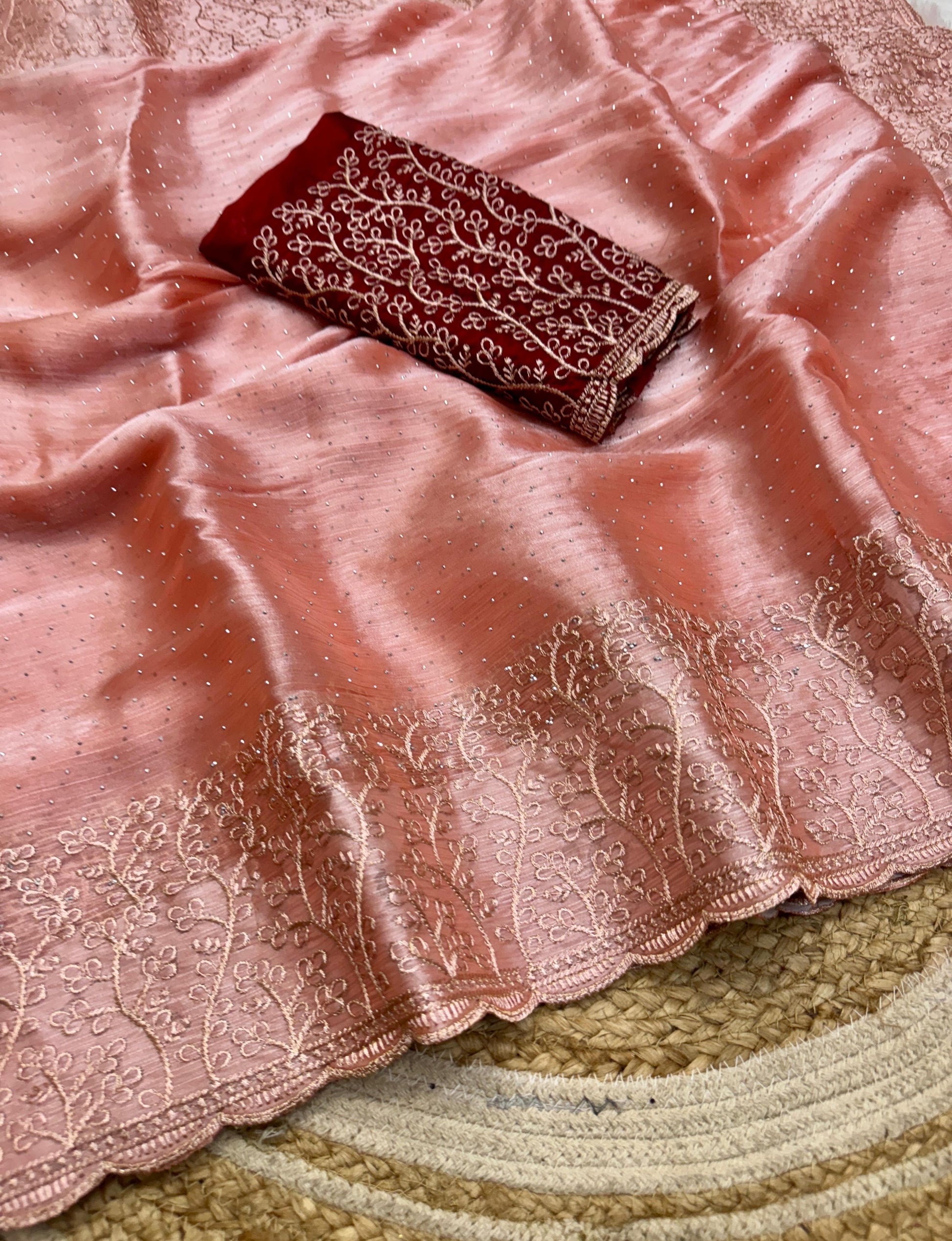 HOS Game Change 2 Burberry Chiffon Saree with Embroidery - House Of ShiVisha