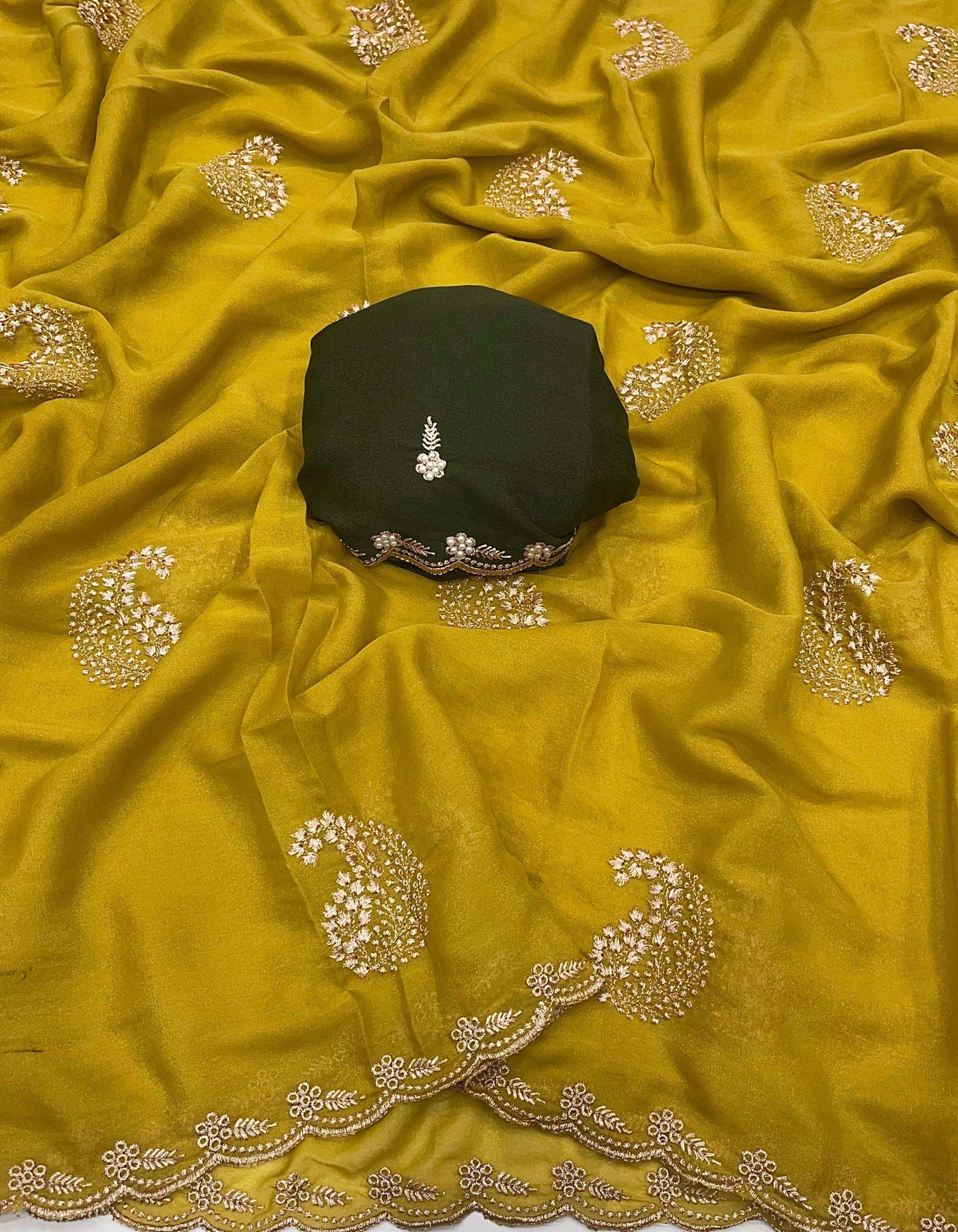 HOS Star Georgette Saree with Embroidery & Floral Blouse - House Of ShiVisha