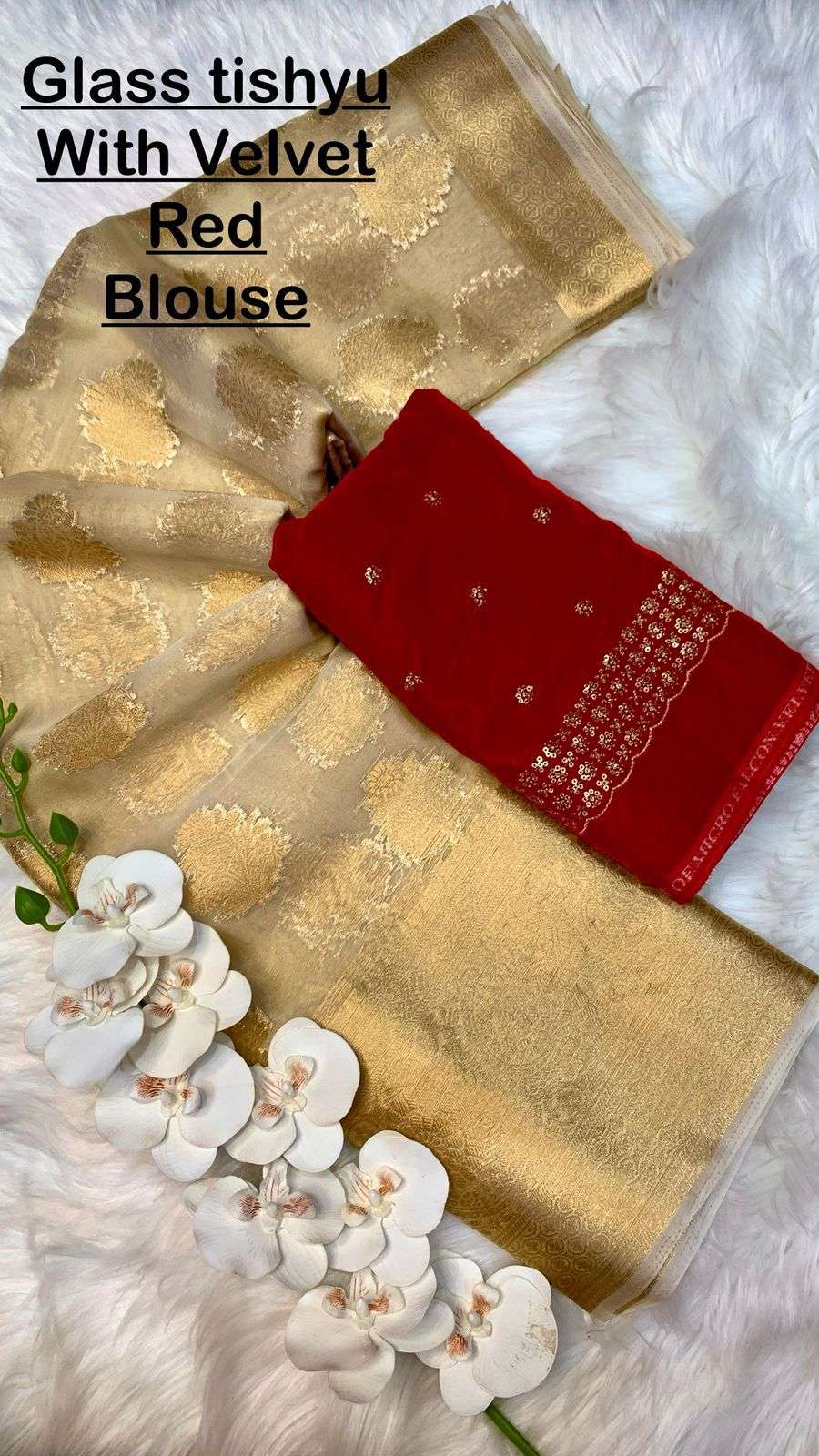 HOS Kasturi Tissue Silk Saree with Zari Weaving & Dual Blouses - House Of ShiVisha