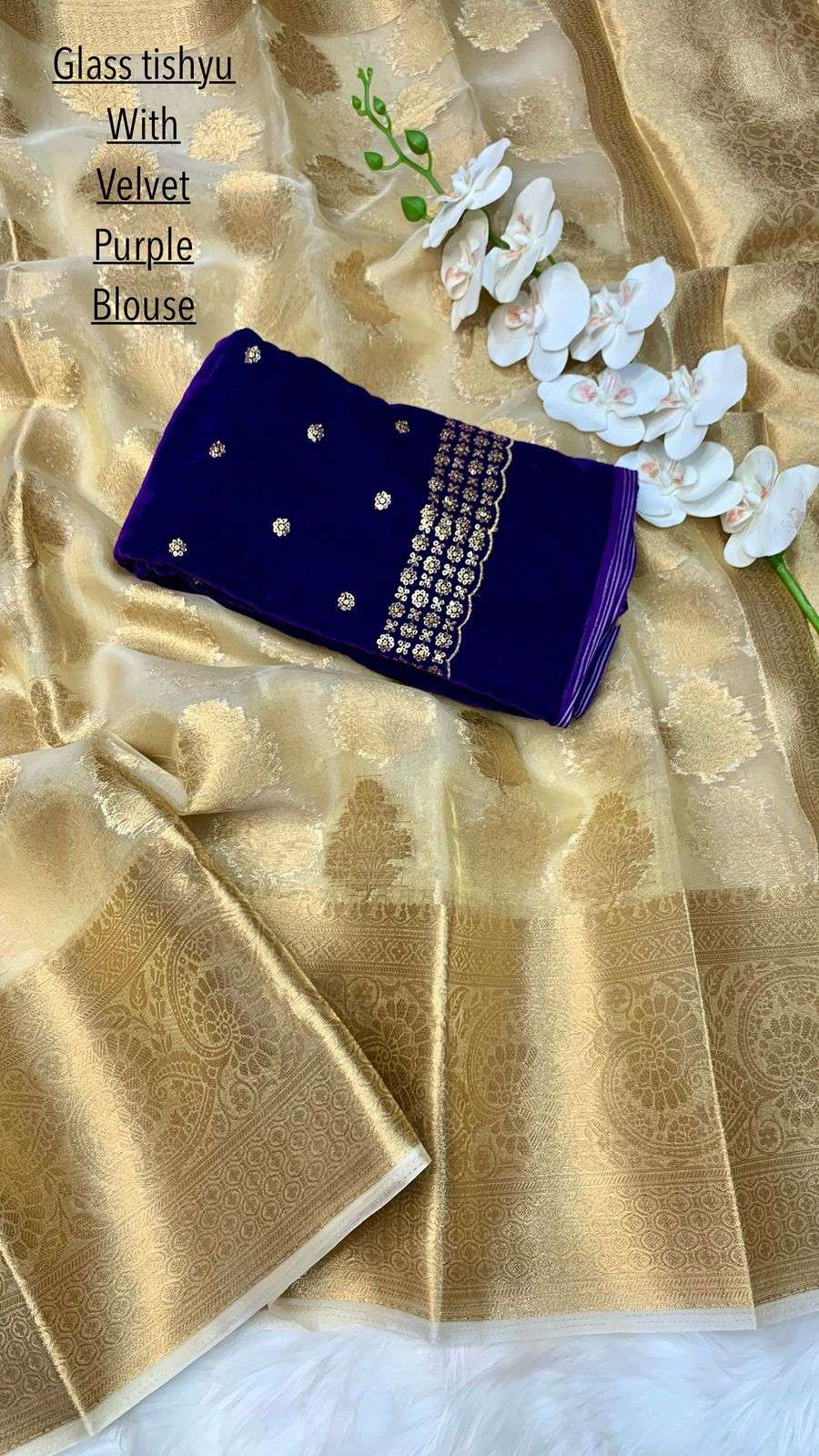 HOS Kasturi Tissue Silk Saree with Zari Weaving & Dual Blouses - House Of ShiVisha