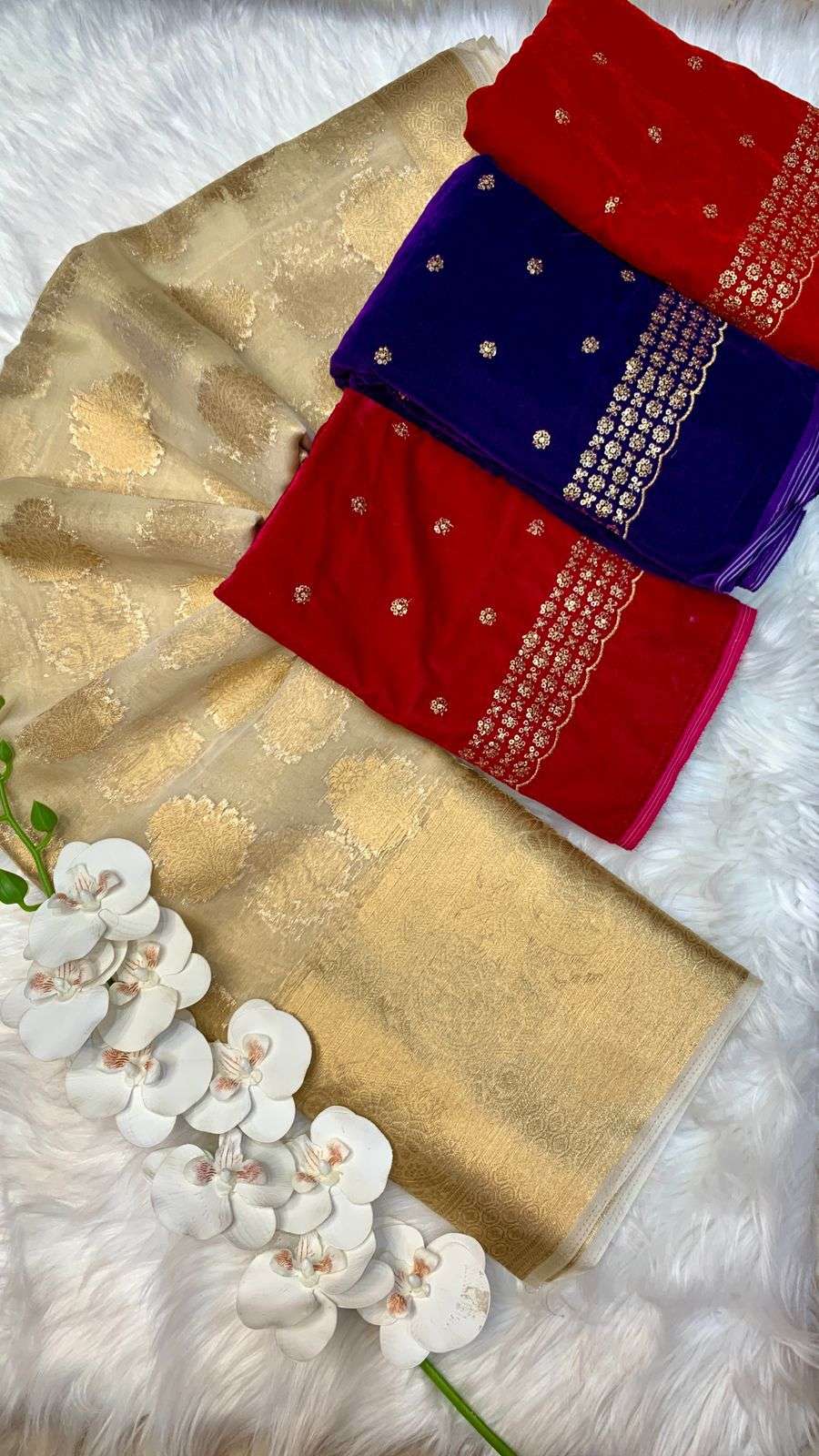 HOS Kasturi Tissue Silk Saree with Zari Weaving & Dual Blouses - House Of ShiVisha