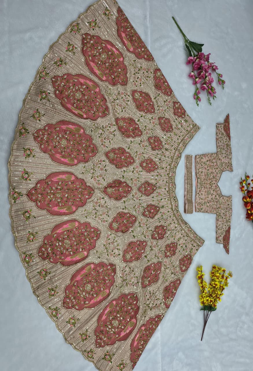 HOS HC-1090 Slub Silk Designer Lehenga with Sequins & Net Dupatta - House Of ShiVisha