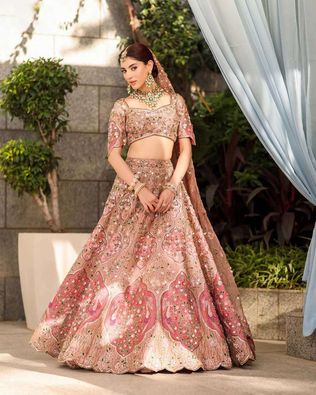 HOS HC-1090 Slub Silk Designer Lehenga with Sequins & Net Dupatta - House Of ShiVisha