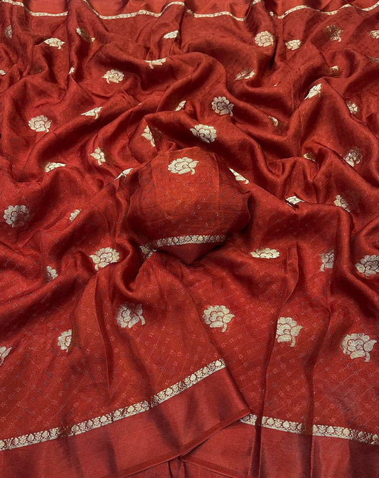 HOS Viscose Khadi Silk Saree with Satin Border & Blouse