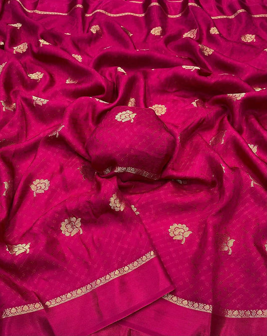 HOS Viscose Khadi Silk Saree with Satin Border & Blouse