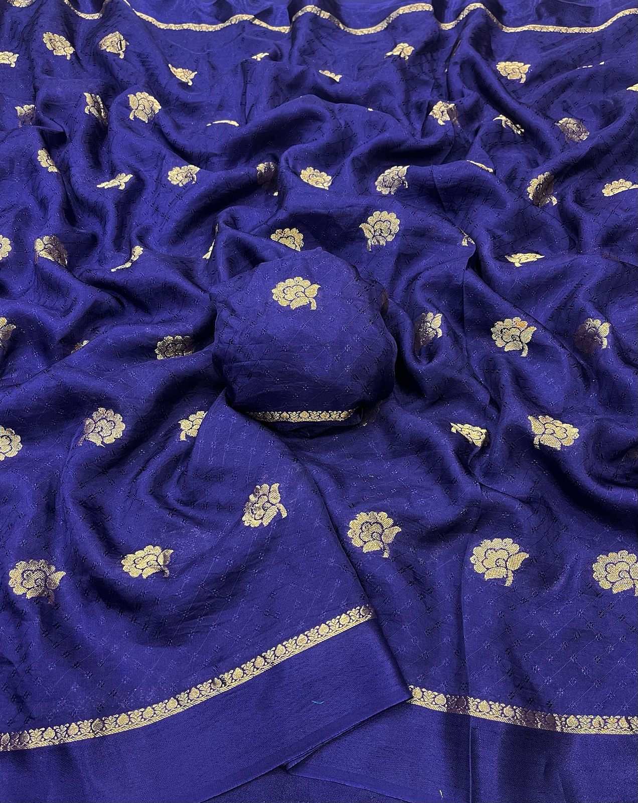 HOS Viscose Khadi Silk Saree with Satin Border & Blouse
